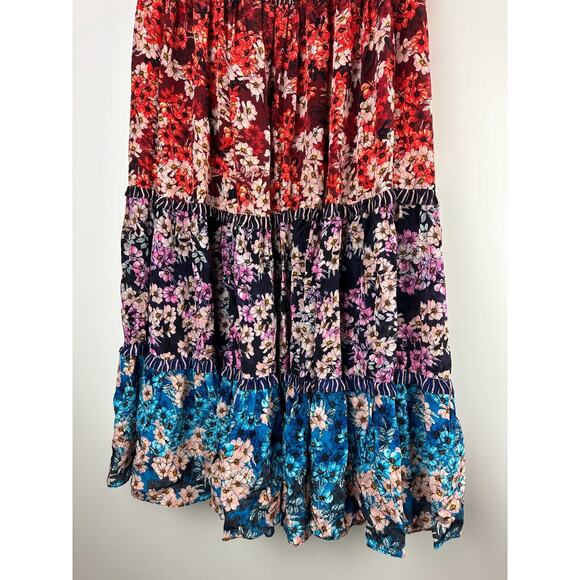 Anthropologie Bhanuni by Jyoti Anarosa Tiered Maxi Skirt Floral Boho Anthro Sz 4 - Picture 9 of 15